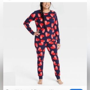 Target Hanes valentines pjs Navy and Red Heart Pajama Set Sz S
